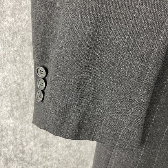 Kuppenheimer Wool 2 Piece Suit Dark Gray Striped Blazer 44L Pant 38x32 Pleated - Picture 9 of 16